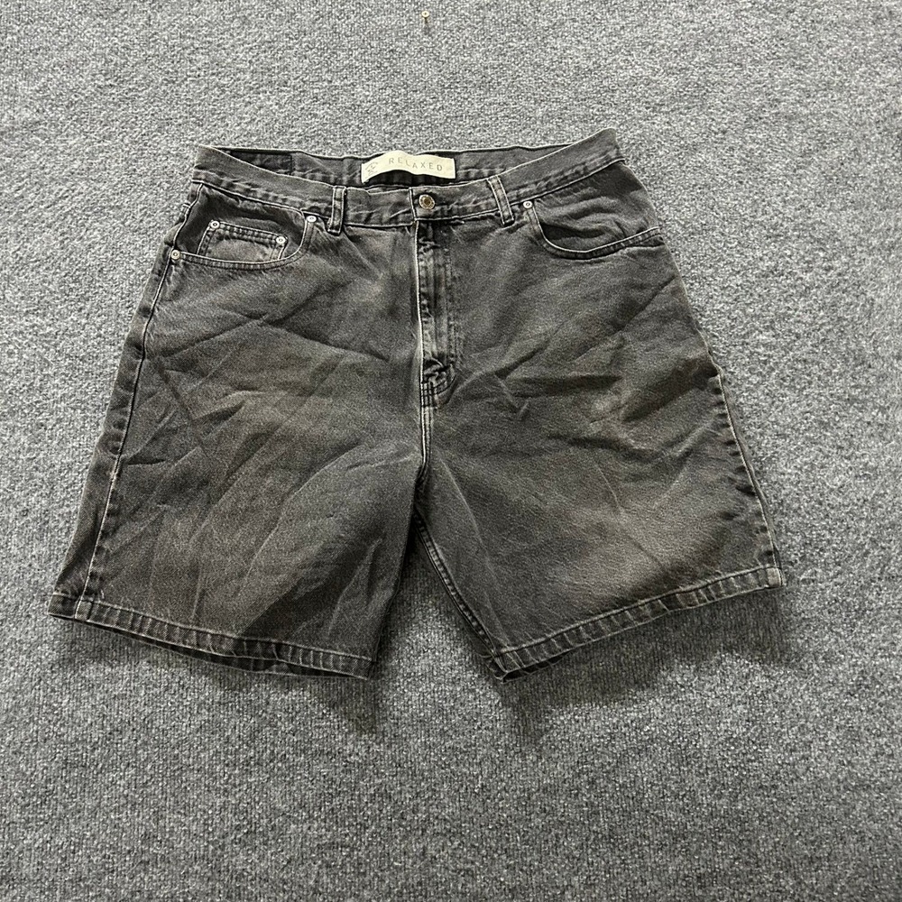 Authentic Star Jeanswear Denim Shorts Mens Size 38 Black Relaxed Faded Casual
